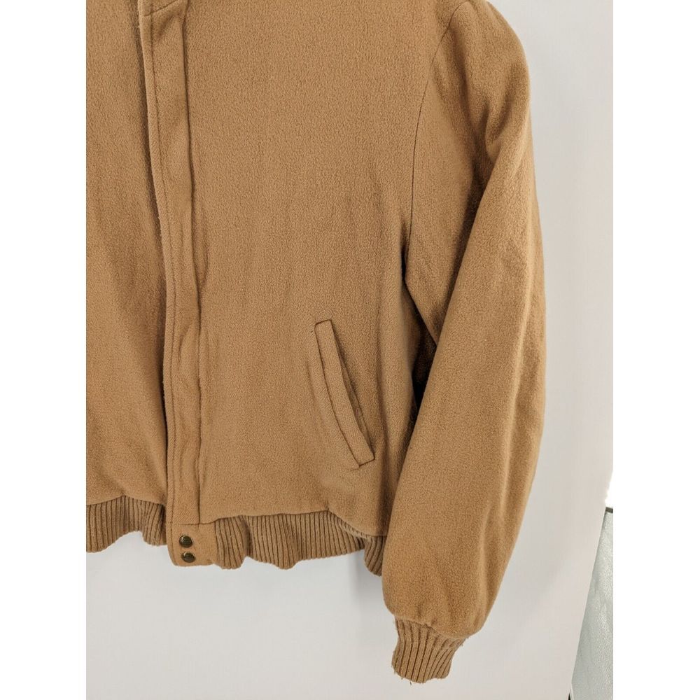 Woolrich Vintage USA Made Men's Wool Tan Bomber Jacket Coat, Flannel Lined, XL - Picture 2 of 12